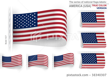 Flag Tag Clothes Label Sticker Sewn Set USA Color Flag Tag Clothes Label Sticker Sewn Set USA Color 38340307
