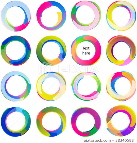 Ring Overlaping Circle Arc Swirl Multicolor Shape 38340598