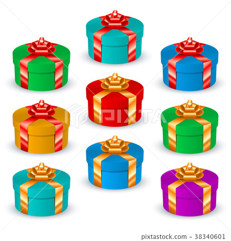 Round Gift Boxes Set Multicolor Round Gift Boxes Set Multicolor 38340601