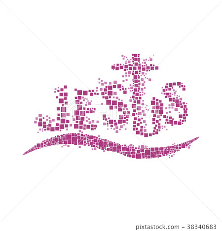 Jesus and cross dots 38340683