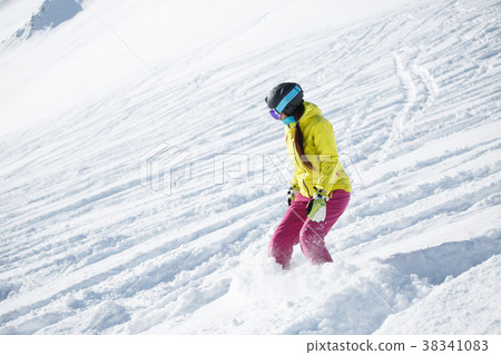 Picture of athlete brunette in helmet and mask 38341083