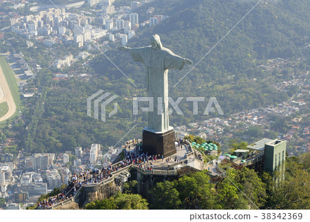 Rio de Janeiro, aerial view of the Christ statue in Corcovado 38342369
