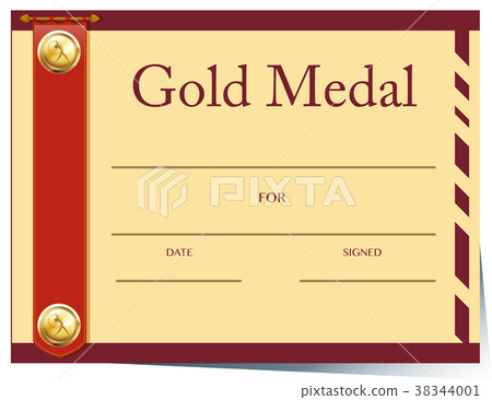 Certificate template for gold medal on paper 38344001