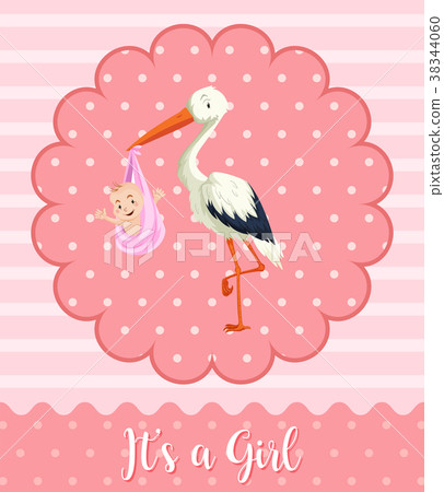 Stork Baby On Pink Background - Stock Illustration [38344060] - PIXTA