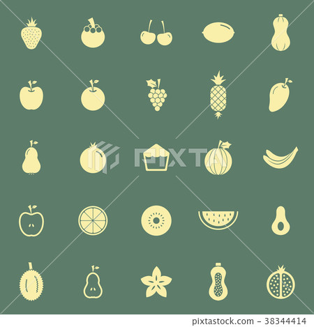 Fruit color icons on green background Fruit color icons on green background 38344414