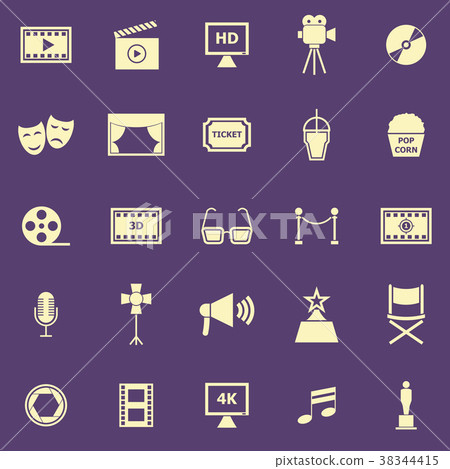 Movie color icons on purple background Movie color icons on purple background 38344415