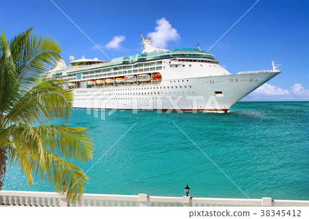 Luxury Cruise Ship Sailing to Port 38345412
