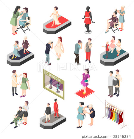 Fashion Industry Isometric Icons Fashion Industry Isometric Icons 38346284