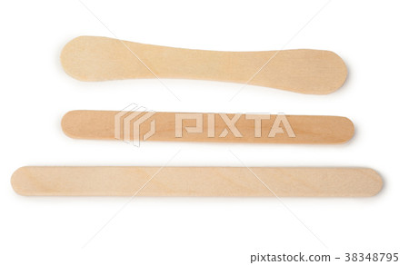 Wooden ice cream sticks on white background Wooden ice cream sticks on white background 38348795