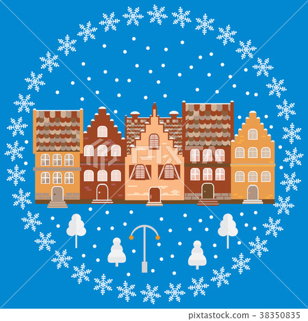 Vector illustration houses in the snow Vector illustration houses in the snow 38350835