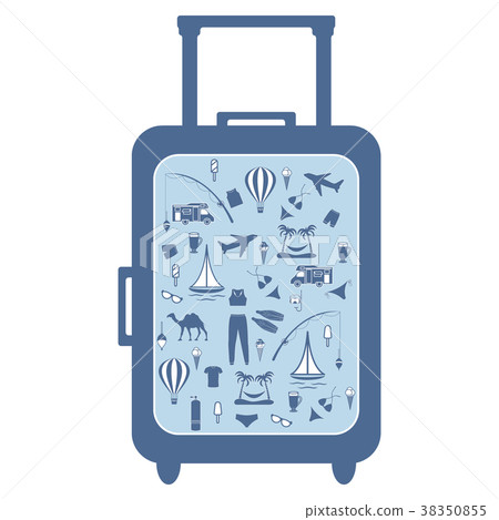 colorful suitcase with different pictures on the colorful suitcase with different pictures on the 38350855