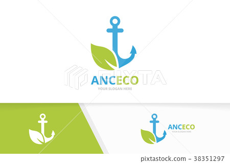 Vector anchor and leaf logo combination. Marine 38351297