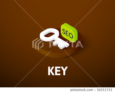 Key isometric icon, isolated on color background - Stock Illustration ...
