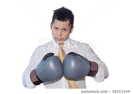 Businessman with boxing gloves for corporate 38353144