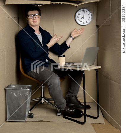 Frustrated employee is working late 38353384