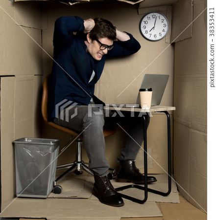 Man is expressing wrath from work overtime 38353411