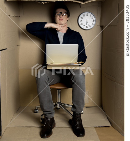 Mad businessman is showing sign 38353435