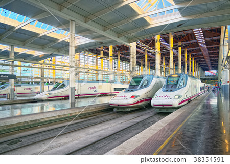 Modern hi-speed passenger train of railways Modern hi-speed passenger train of railways 38354591