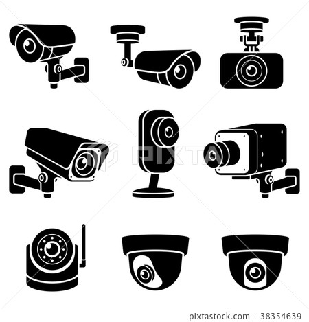 CCTV camera icons. Vector illustrations. CCTV camera icons. Vector illustrations. 38354639