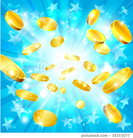 Money Gold Coins and Stars Jackpot Background 38355077
