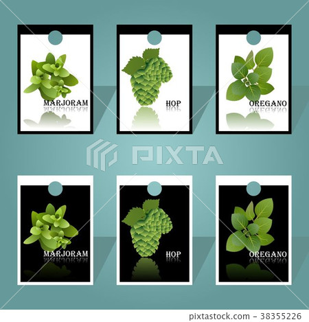 Black and white label with herbs Black and white label with herbs 38355226