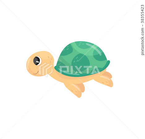 Icon of little swimming turtle. Adorable marine Icon of little swimming turtle. Adorable marine 38355423