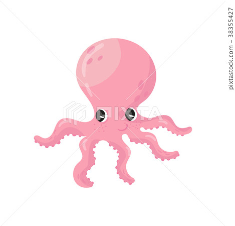 Adorable pink octopus with big shiny eyes. Marine 38355427