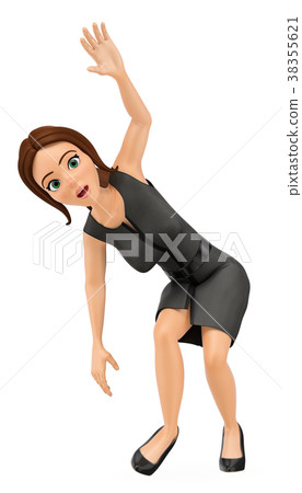 3D Business woman twisting an ankle. Stumble 38355621