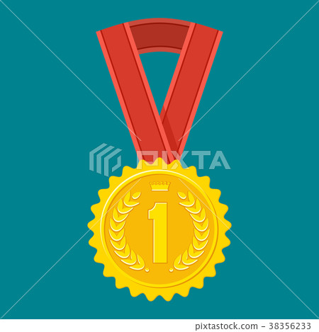 golden medal on blue golden medal on blue 38356233