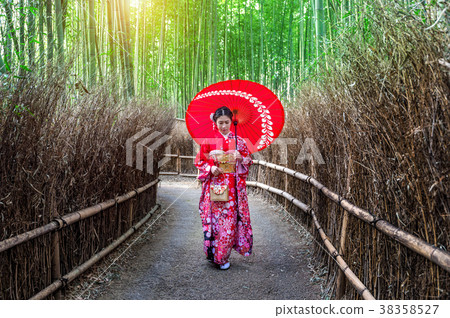 Asian woman wearing japanese traditional kimono Asian woman wearing japanese traditional kimono 38358527