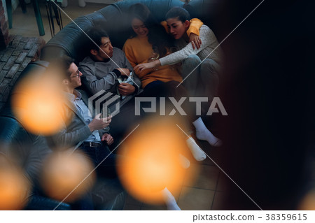 Shared House Party Men and women enjoying alcohol 38359615