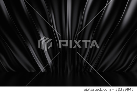 Black silk drapery and fabric on the floor. 3d Black silk drapery and fabric on the floor. 3d 38359945
