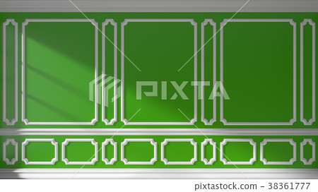 Green wall with classic molding 38361777