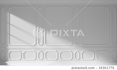 White wall with classic molding 38361778