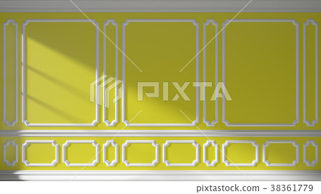 Yellow wall with classic molding 38361779