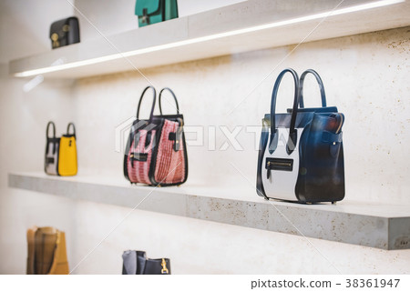Women luxury handbags in a store in Milan Women luxury handbags in a store in Milan 38361947