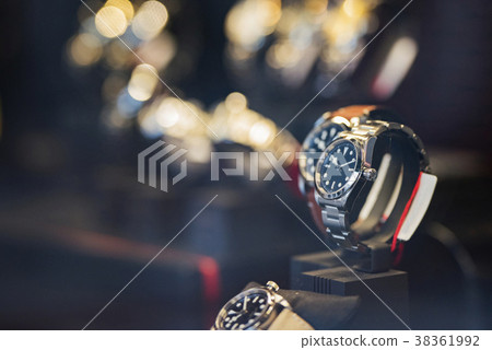 watches in a showcase of a luxury store in Milan watches in a showcase of a luxury store in Milan 38361992