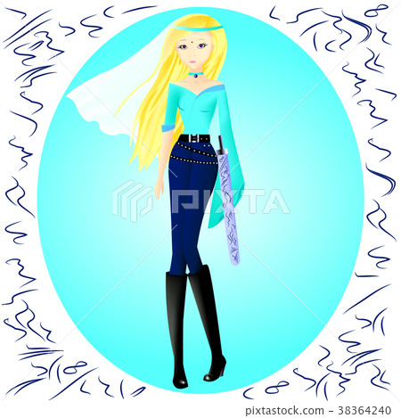 a young girl, the Sultan's wife in a blue top 38364240