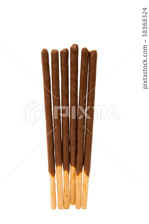 Biscuit sticks in chocolate isolated 38368324