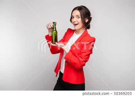 Picture of attractive woman in red dress with 38369203