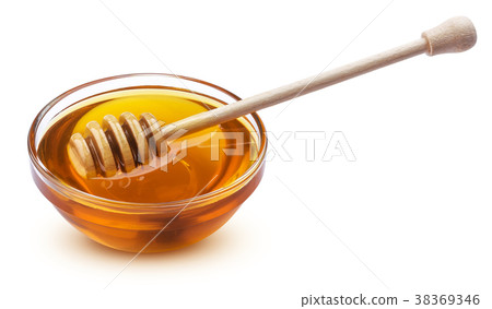 Bowl of honey isolated on white background 38369346