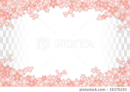 Background material wallpaper, cherry blossom, spring, admission, graduation, new year's card, postcard template, new year, Japanese style, adult ceremony, arrow feather, arrow pattern 38370293