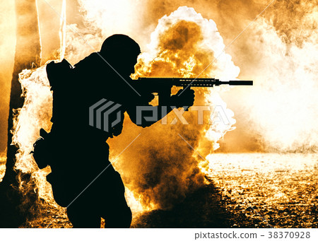 Black silhouette of soldier Black silhouette of soldier 38370928
