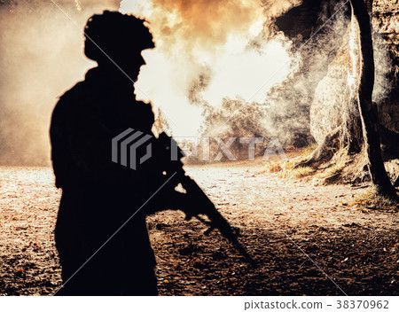 Black silhouette of soldier Black silhouette of soldier 38370962