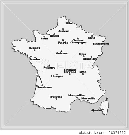 France Map Black And White Map Of France With Big Cities. - Stock Illustration [38371512] - Pixta