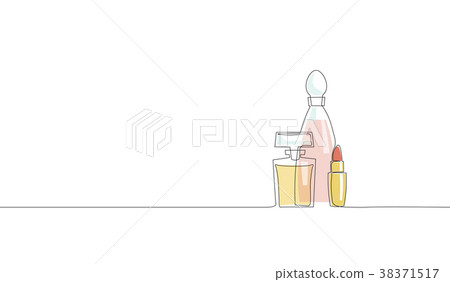Single continuous line art perfume bottle lipstick Single continuous line art perfume bottle lipstick 38371517