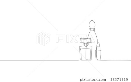 Single continuous line art perfume bottle lipstick-插圖素材 