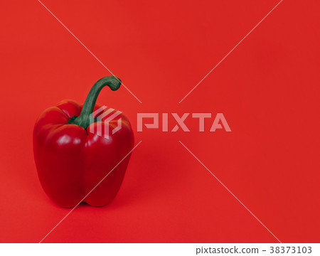Red pepper on bright red background. 38373103