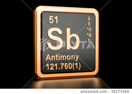 Antimony Sb stibium chemical element. 3D rendering 38373569