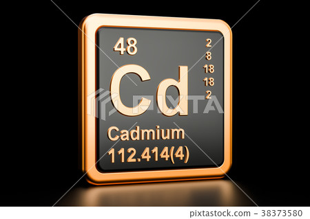 Cadmium Cd chemical element. 3D rendering 38373580
